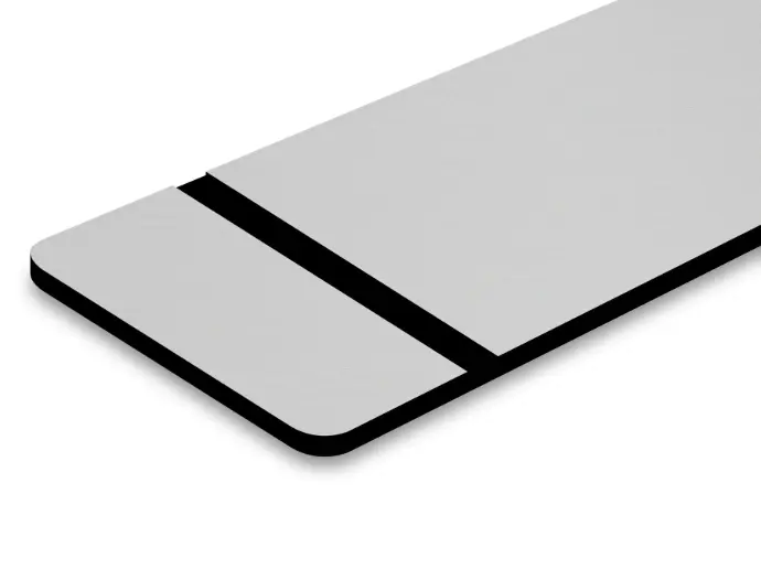 Lamina De Abs De 1200x600x0.25mm Plata/Negro Laser