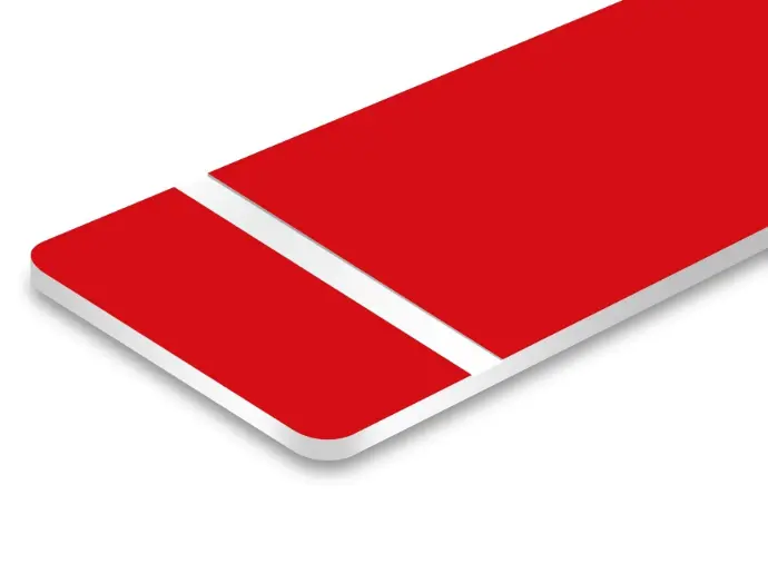 Lamina De Abs De 1200x600x0.25mm Rojo/Blanco Laser