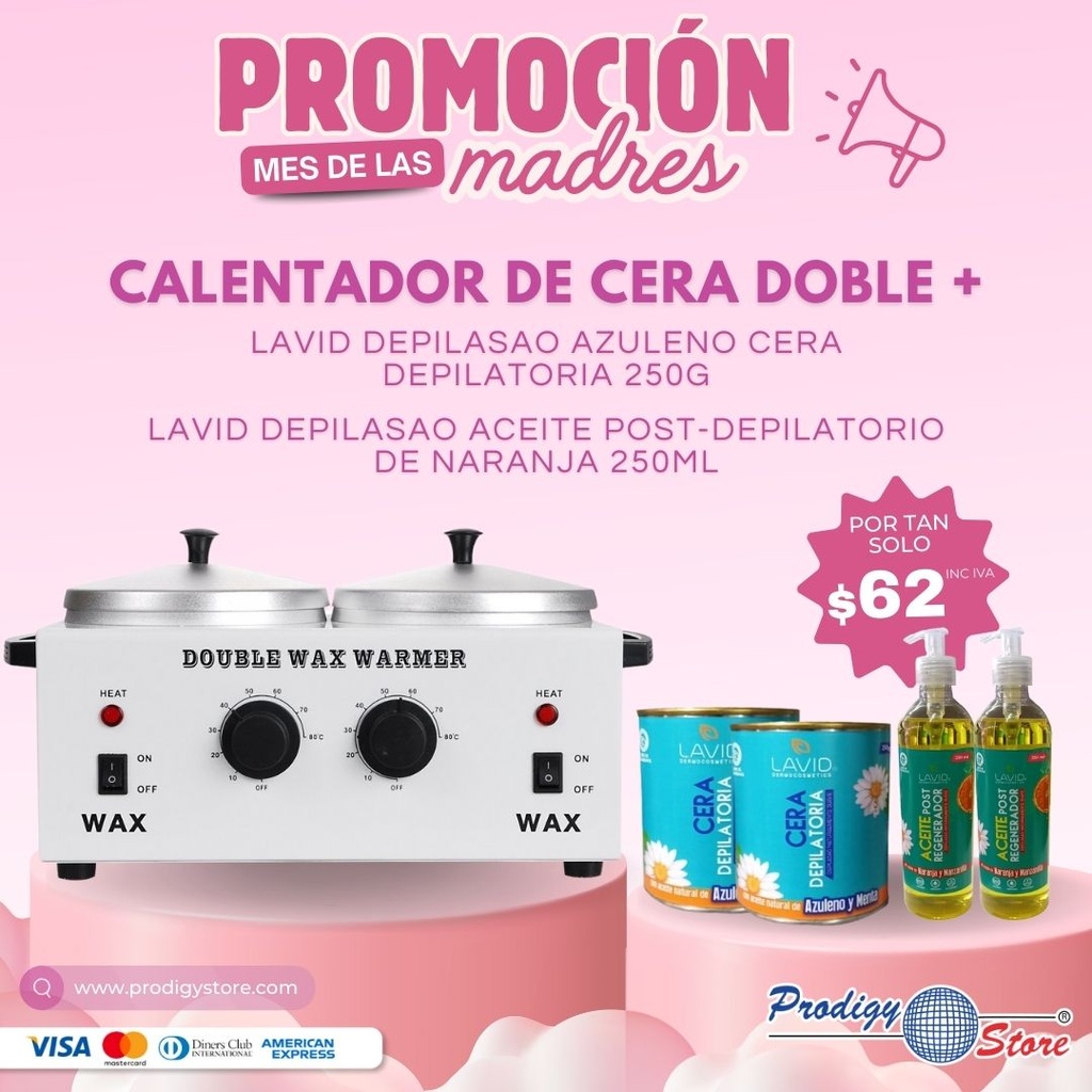 COMBO Calentador De Cera 2h + Aceite + Cera