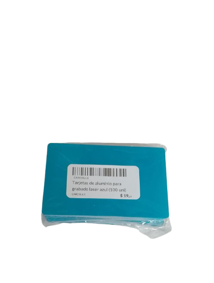 Tarjetas de aluminio para grabado laser azul (100 uni) 