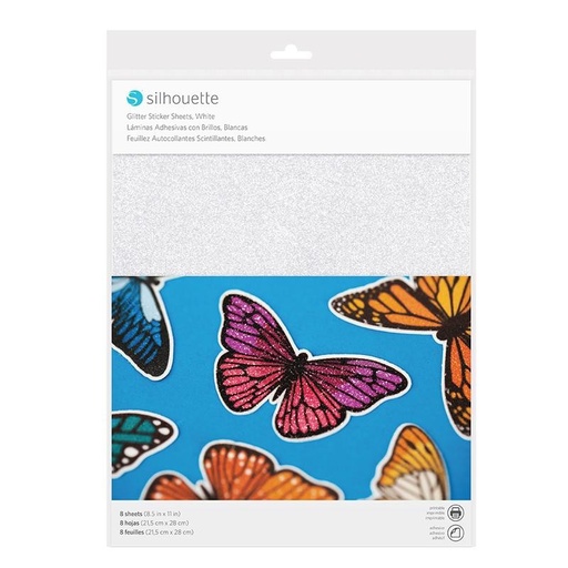 [819177022001] Láminas Adhesiva con Brillos, Blancos (8 hojas)